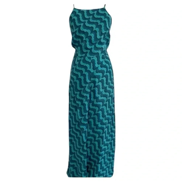 NWT Forever 21 Blue Green Wave Jumpsuit - Picture 1 of 6